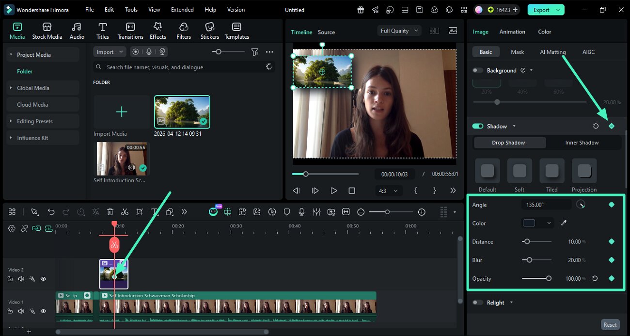 add drop shadow keyframes