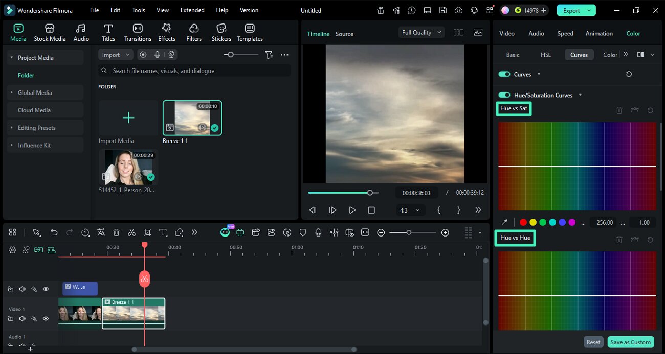 fine tune hue vs saturation