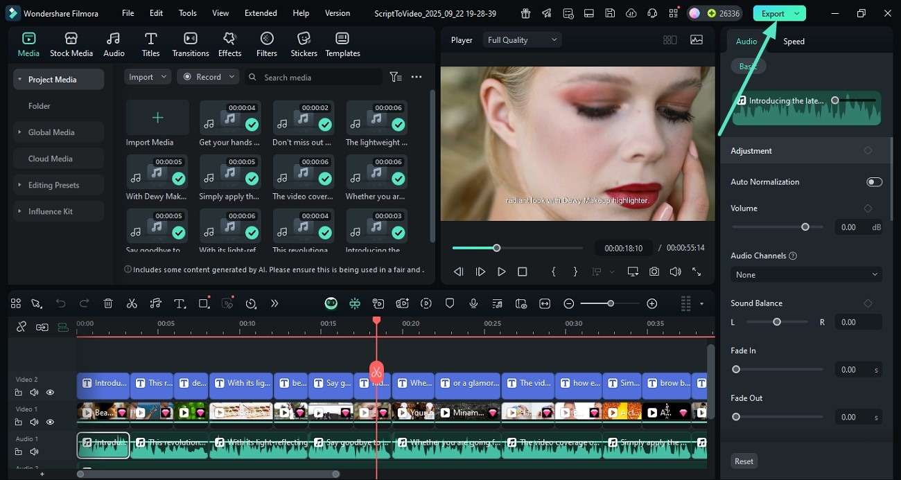 choose script to video feature