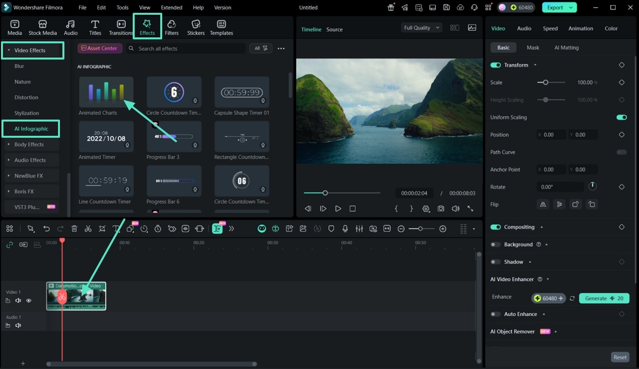 access ai infographic section filmora
