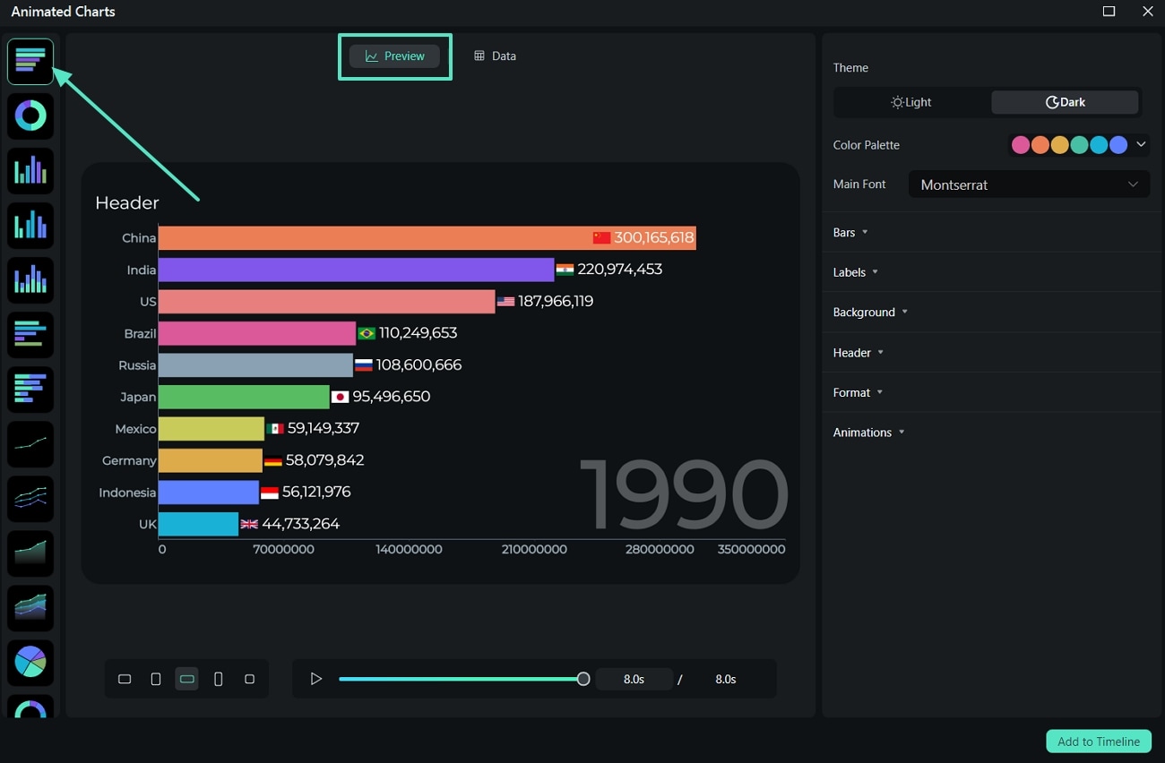 choose animated chart style