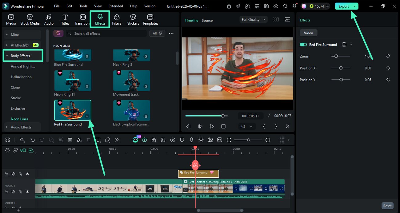 apply effect save video