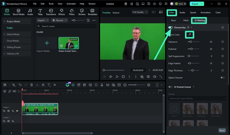 choose chroma key feature