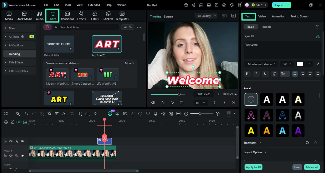 add title text to timeline in filmora