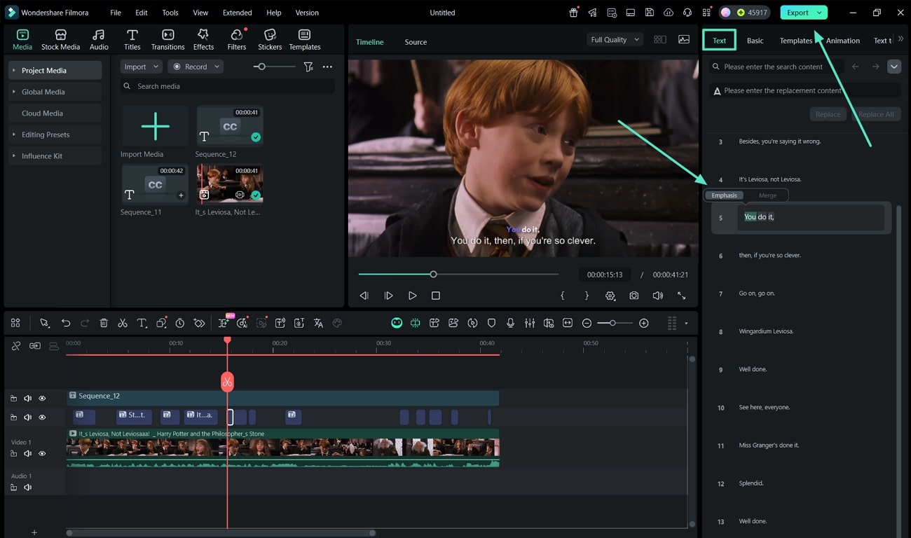 highlight emphasis on spoken words