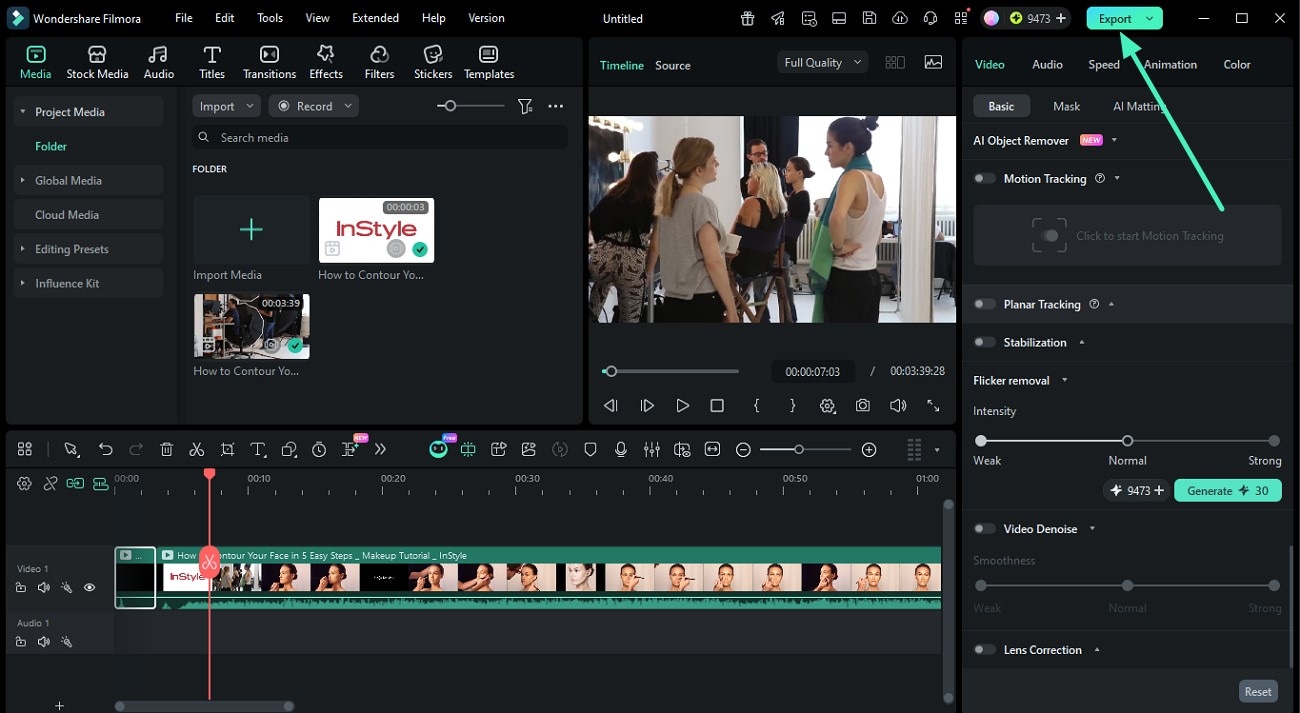 export video with flicker removed