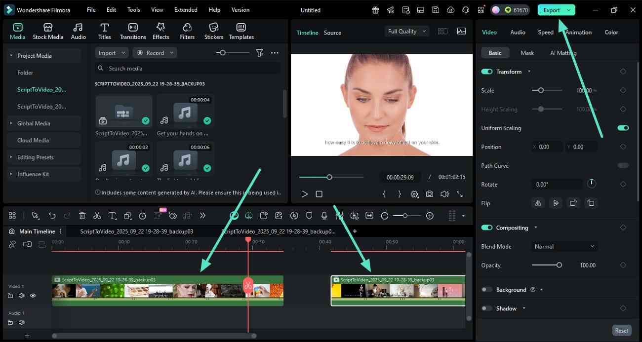 multi clip editing on same timeline