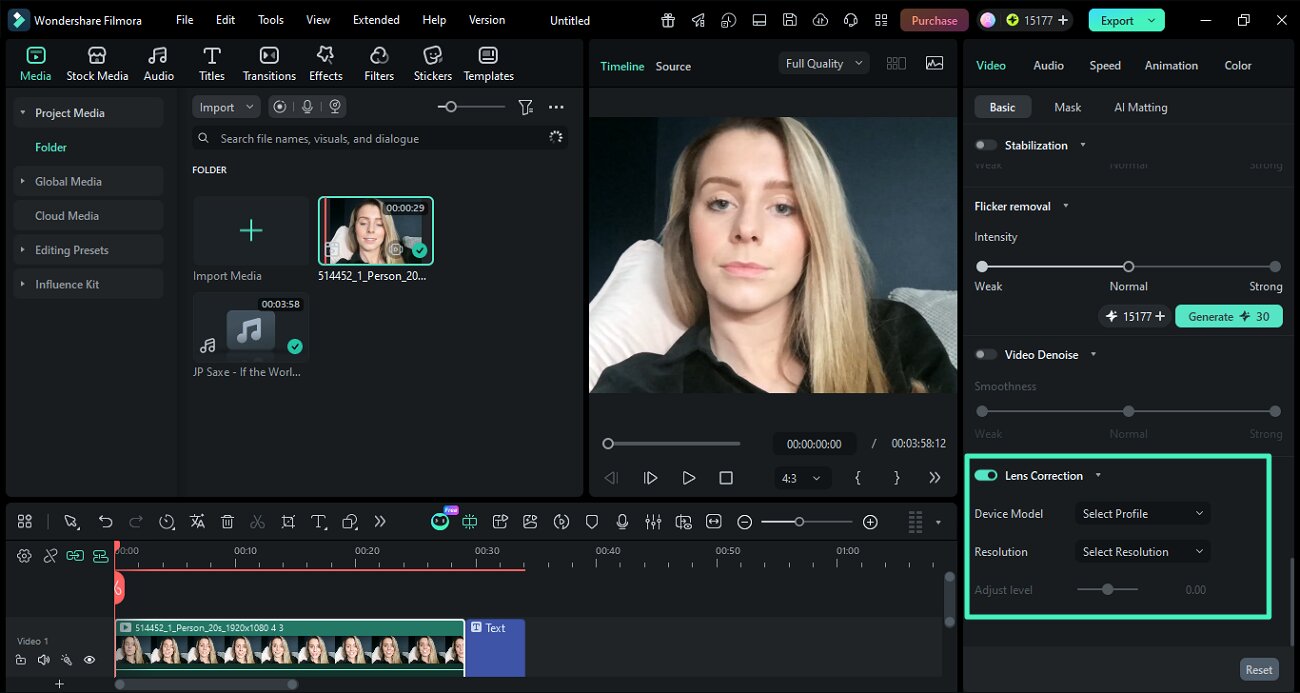 turn lens correction on