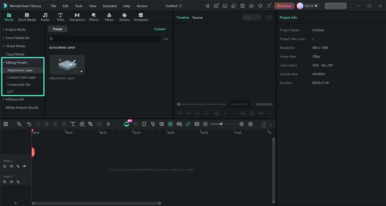Editing Presets in Filmora