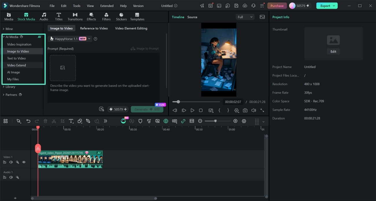AI Media options in Filmora