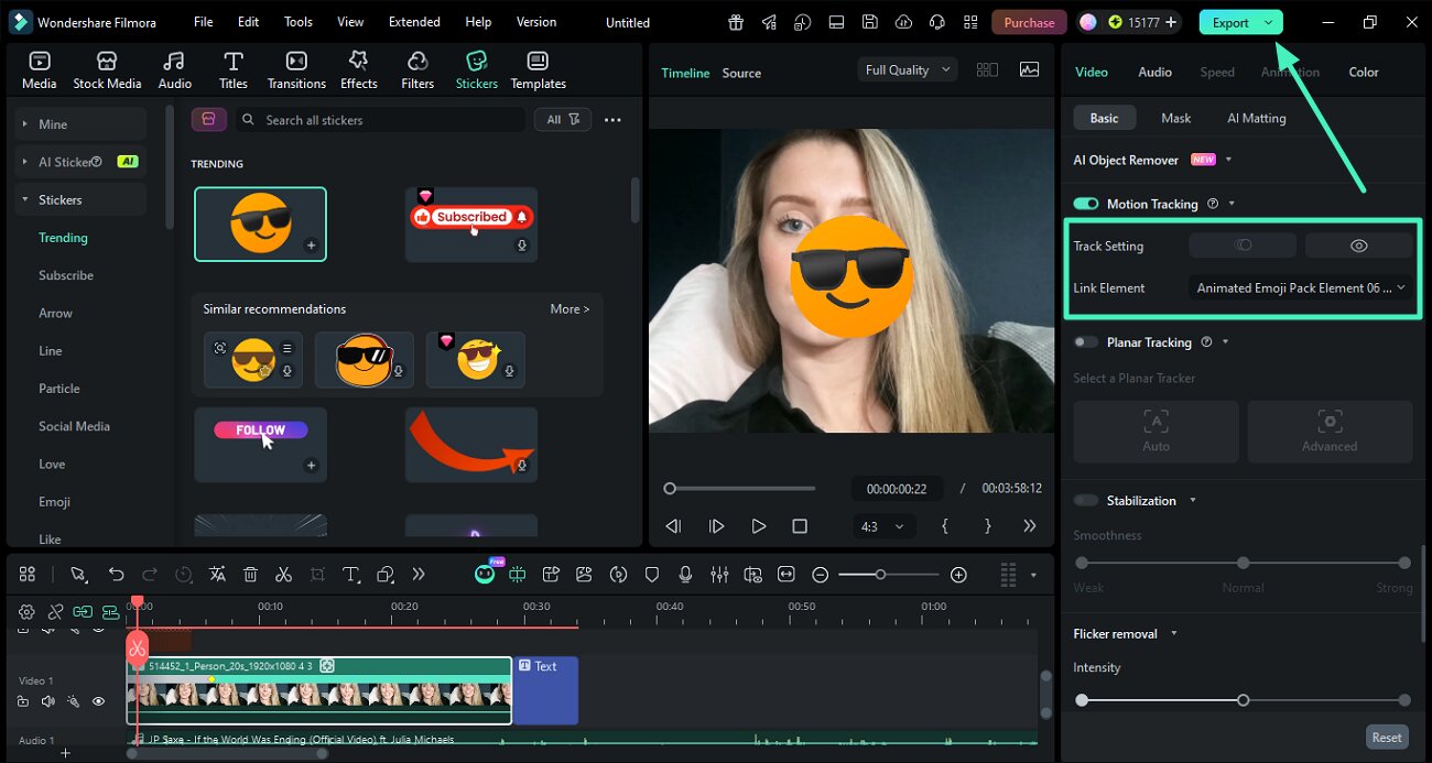 link element to moving subject