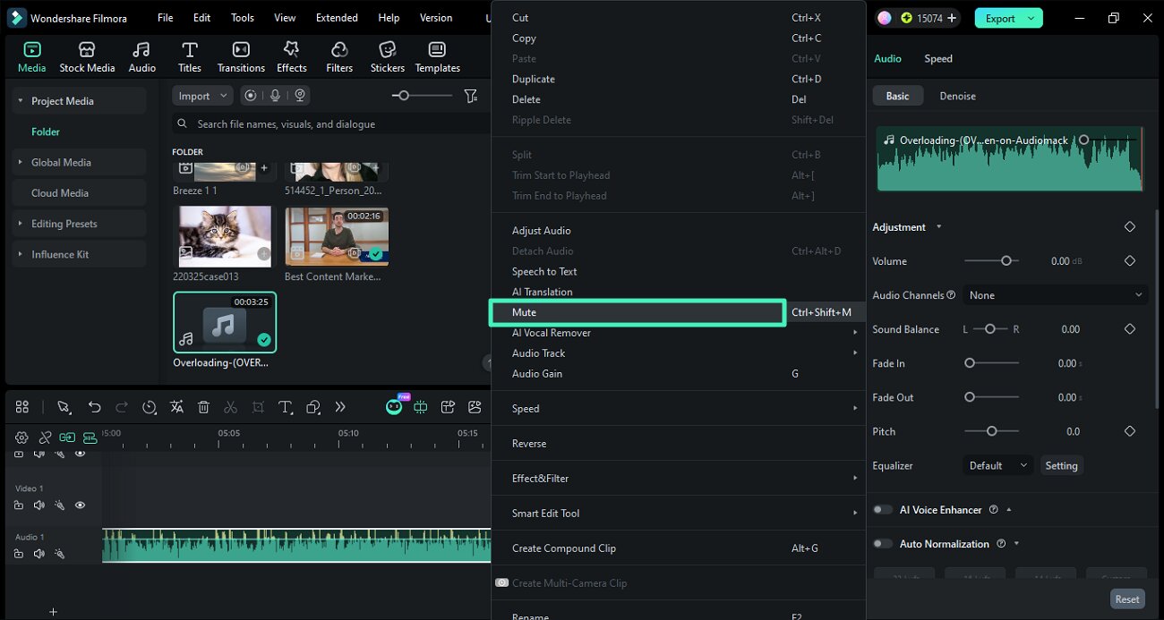 mute entire audio track