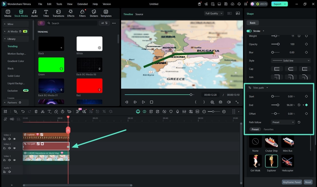 adjust end keyframe for preset
