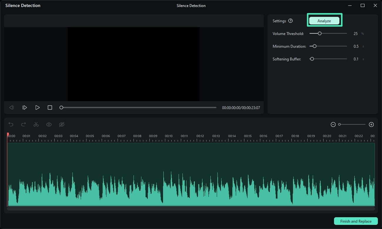 adjust silence detection settings and analyze