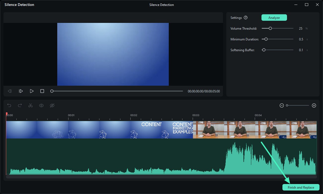 preview results and apply silence removal