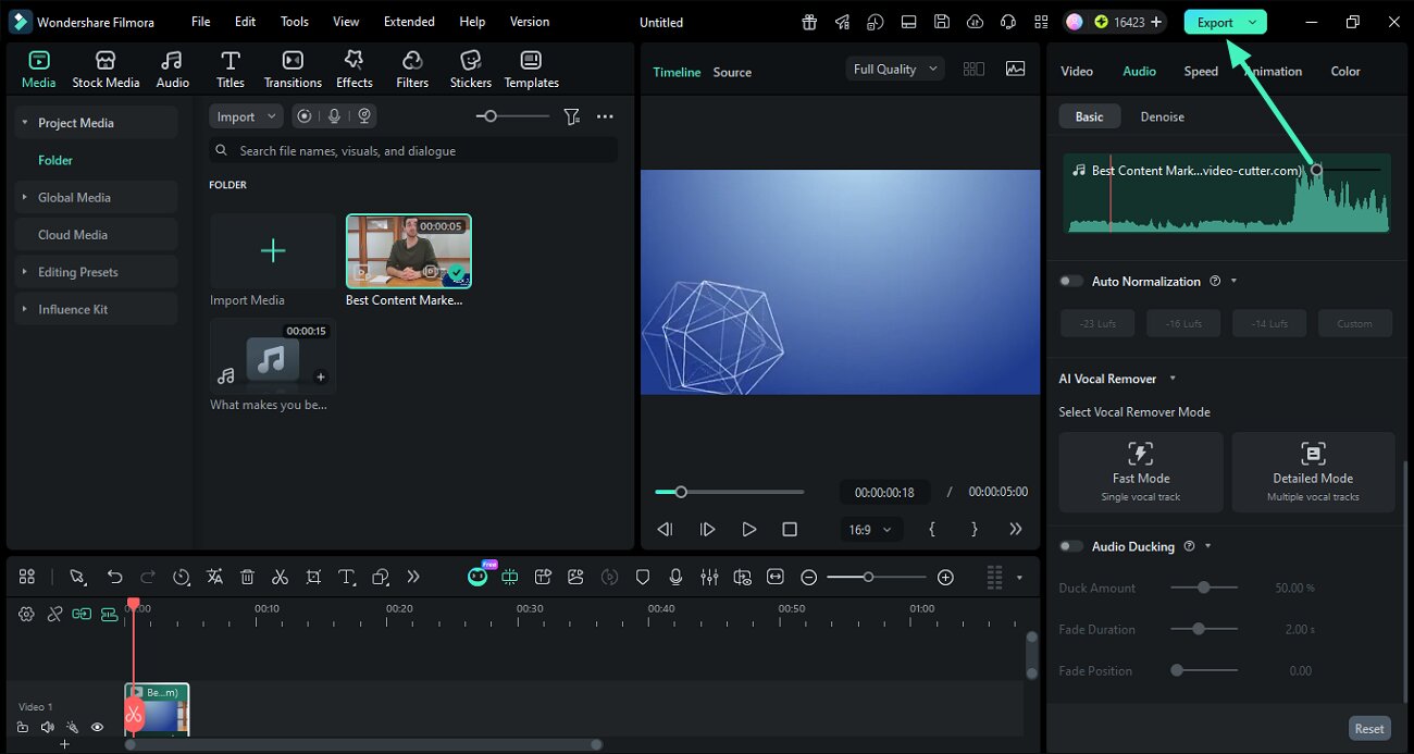 export final video after silence removal