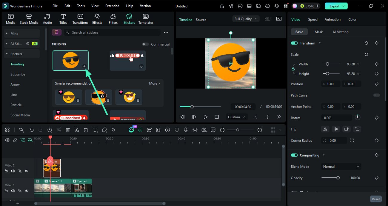 add sticker to timeline