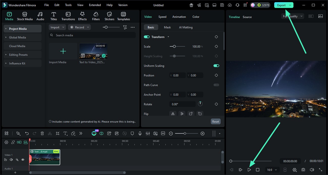 preview results press export
