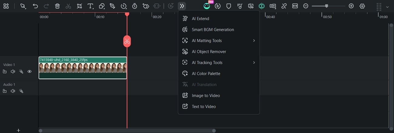 Timeline Panel in Filmora 16 for Windows