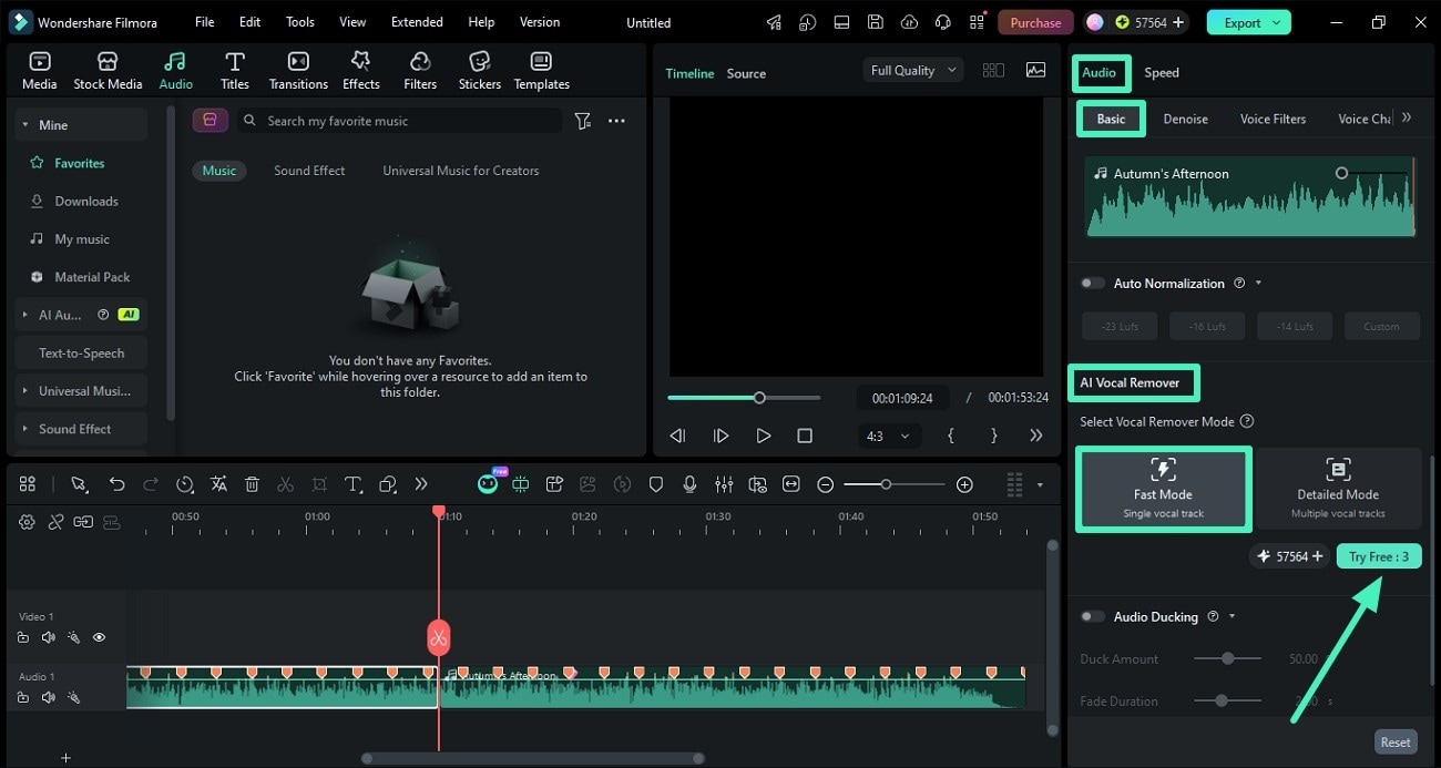 access fast mode from properties panel