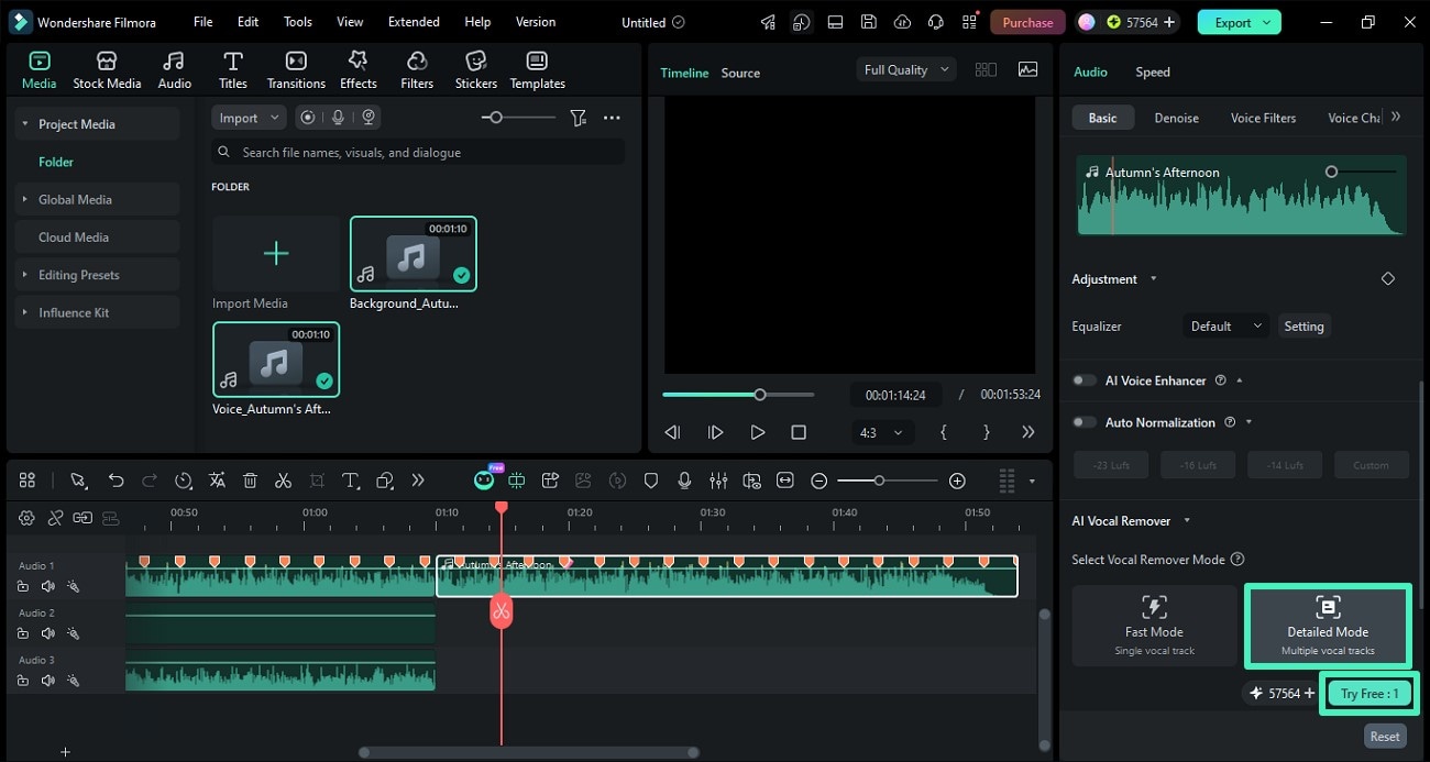 choose vocal remover detailed mode