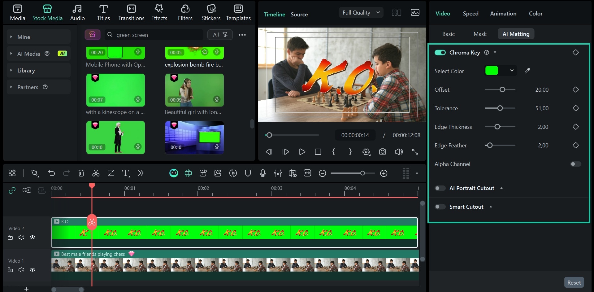 use chroma key to remove green screen