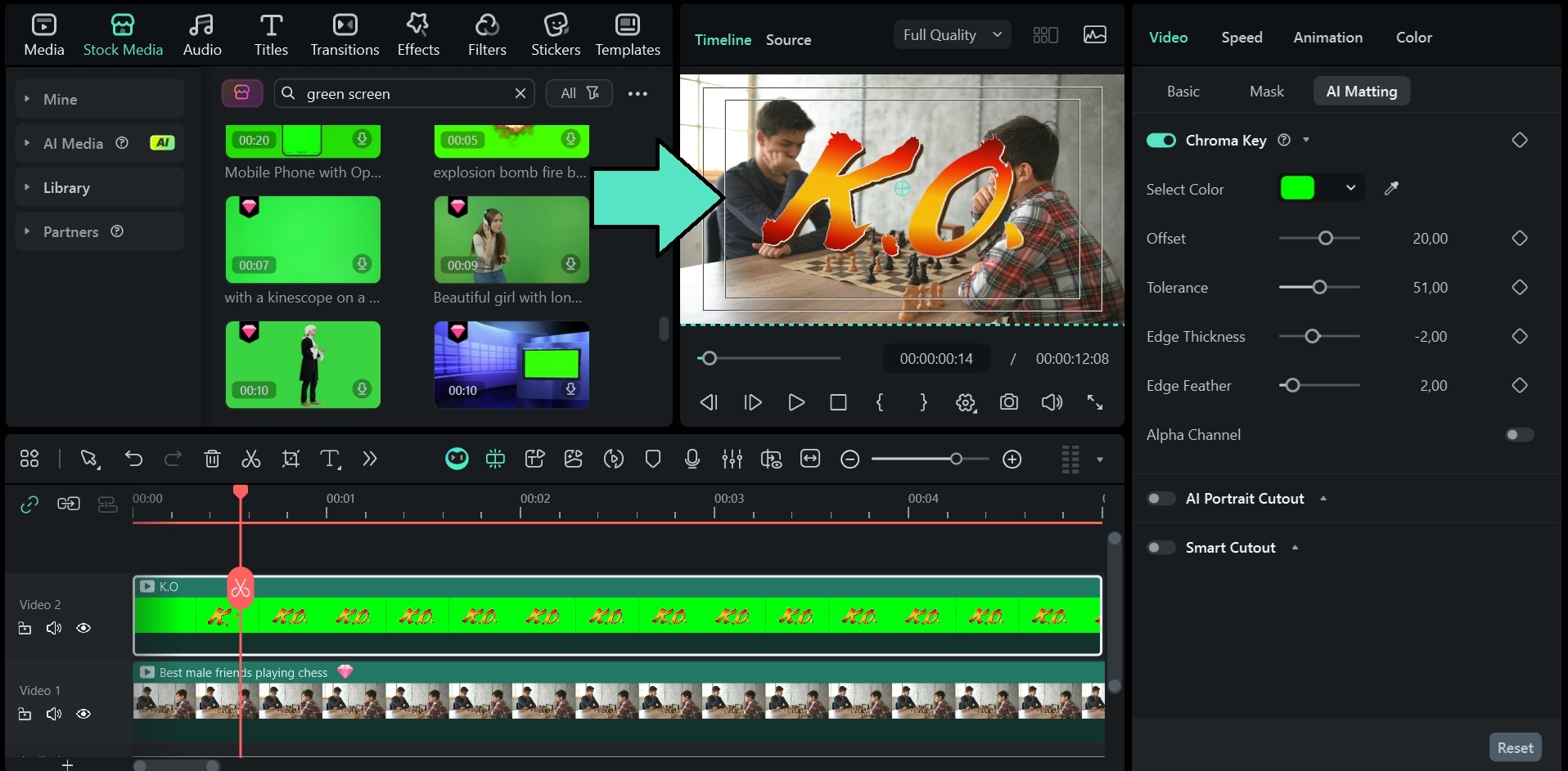 use chroma key to remove green screen