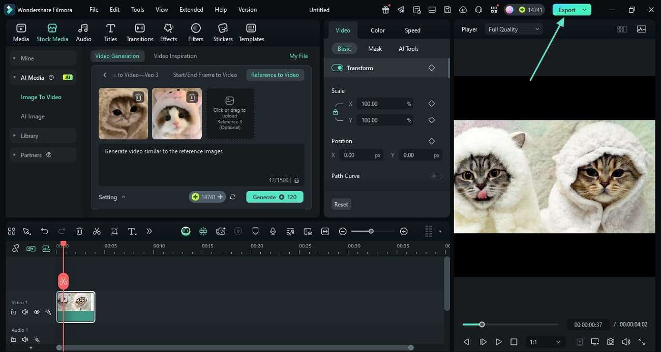 export reference to video filmora