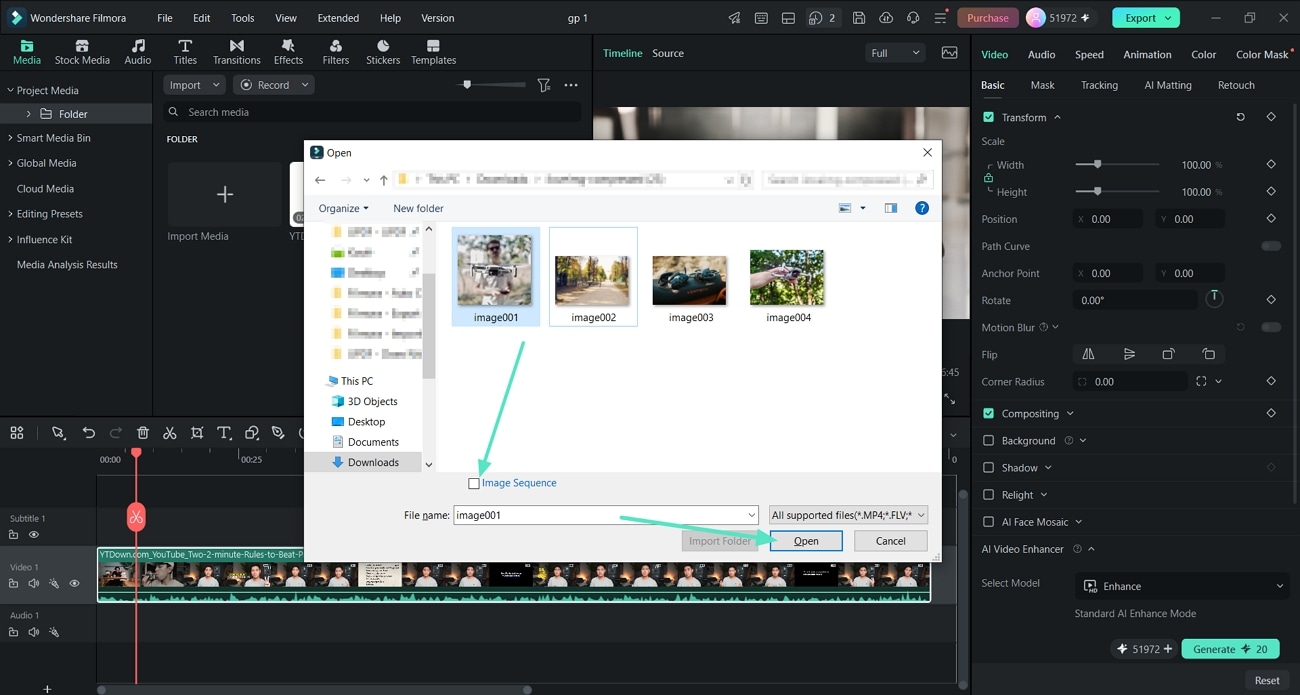 import numbered image sequence