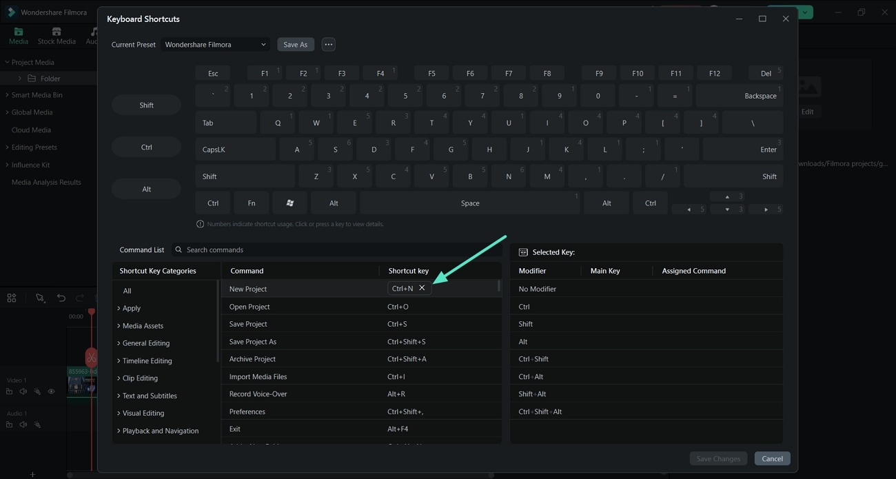 change keyboard shortcut keys
