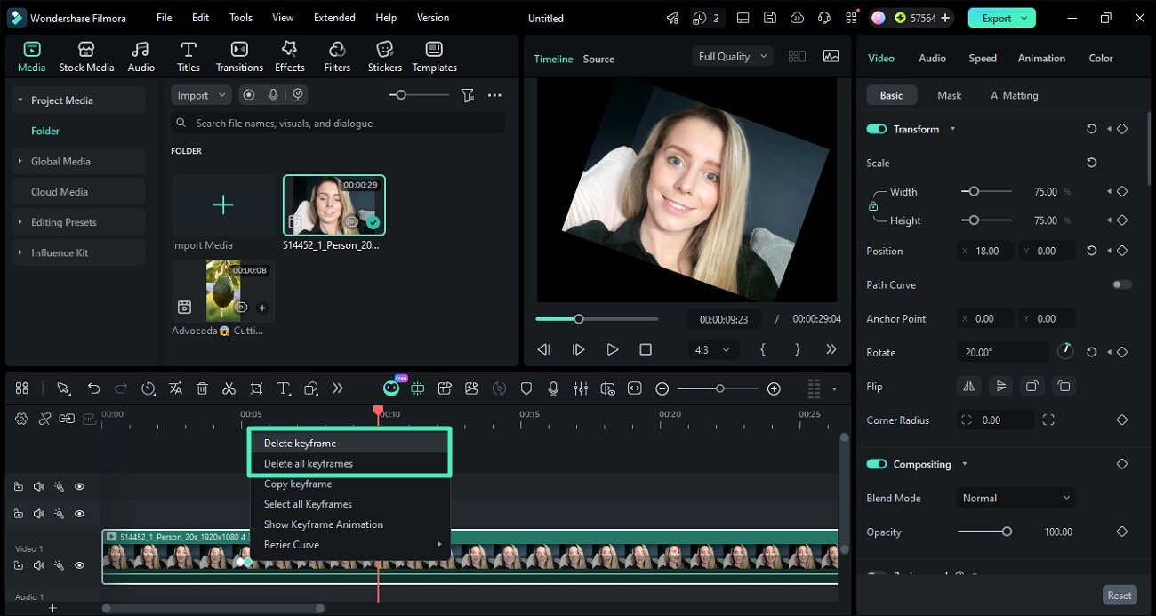 remove keyframes directly from timeline