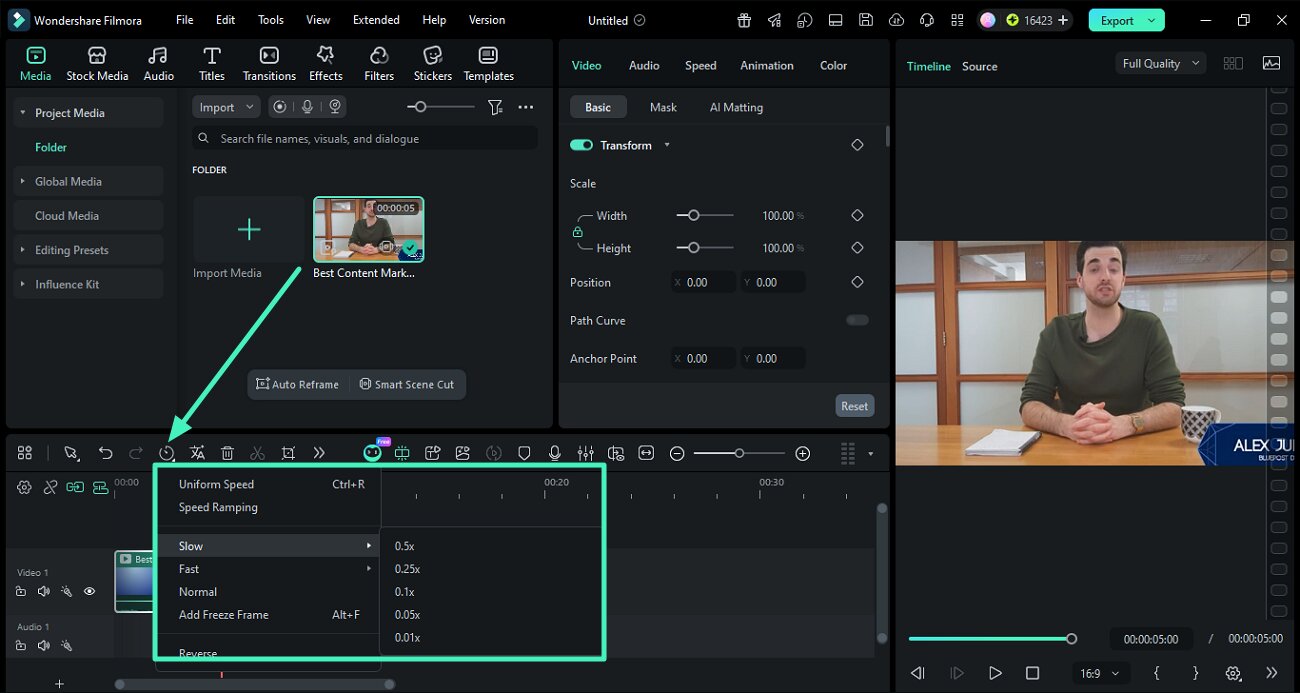 change video speed filmora