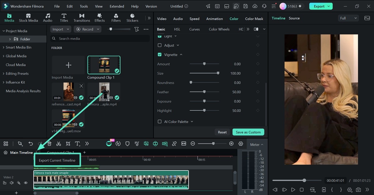 export current Filmora timeline