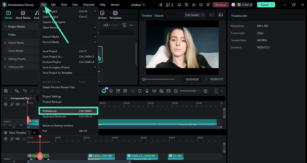 adjust timeline preferences settings