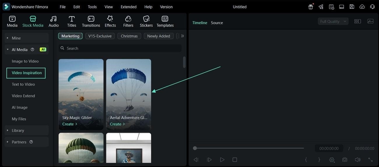 choose template in inspiration