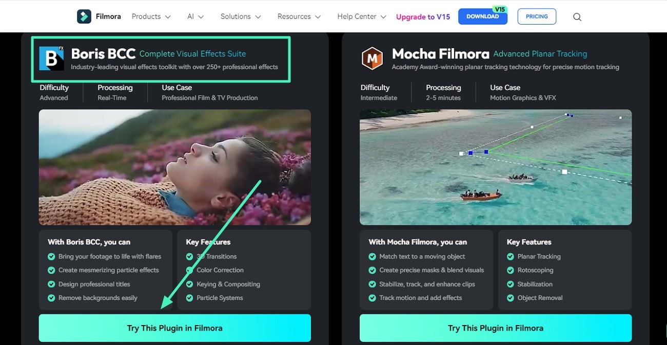 access filmora plugin page and download