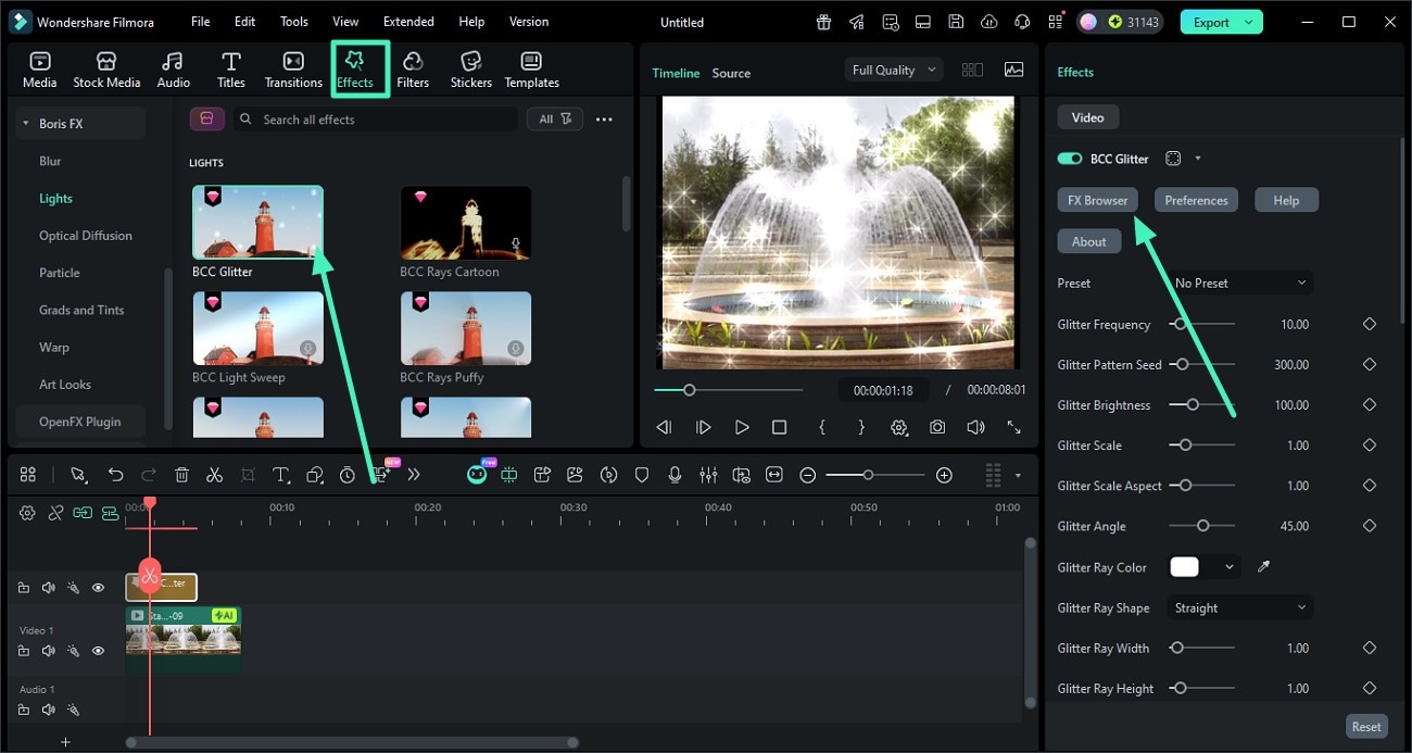 access plugin in filmora interface