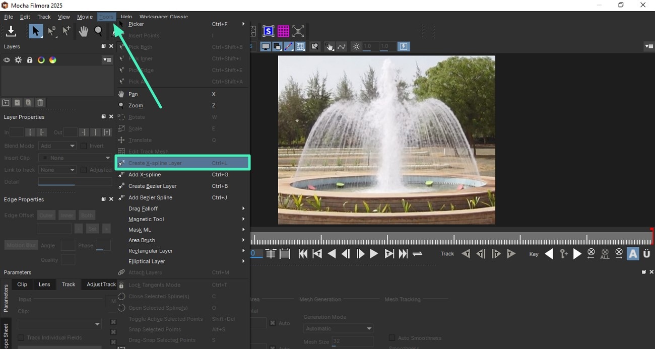 create xspline layer on mocha