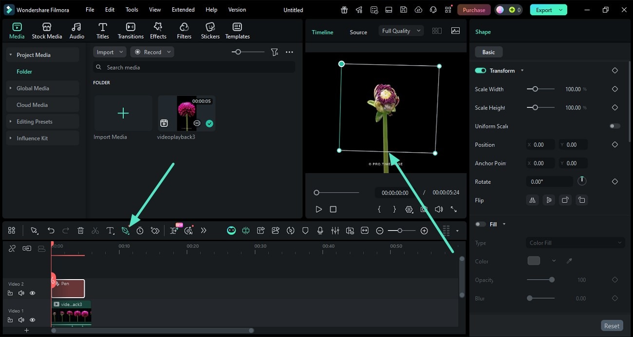 Mit dem Zeichenstift-Werkzeug auf dem Videobild zeichnen