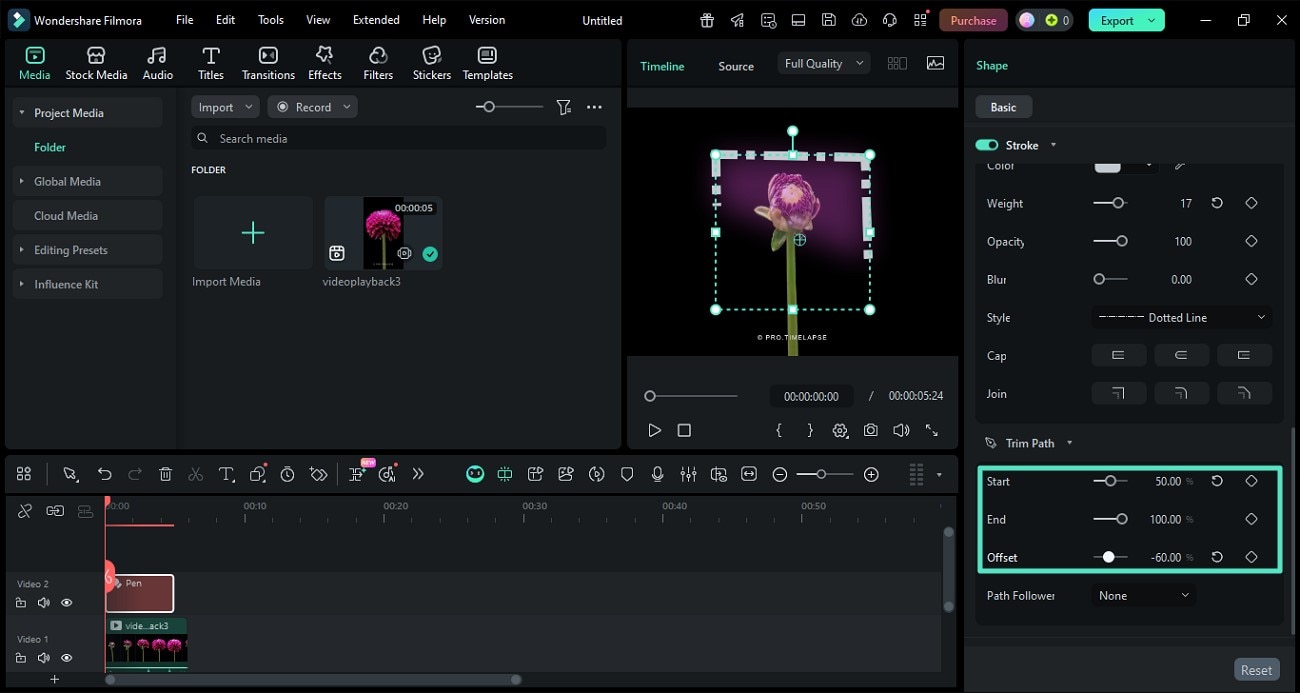 Pfad trimmen: Start/Ende/Versatz steuern