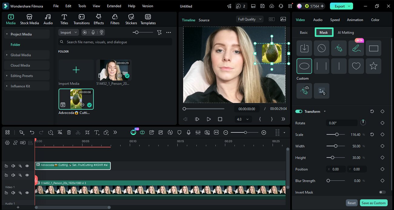 apply mask effect and choose shape presets