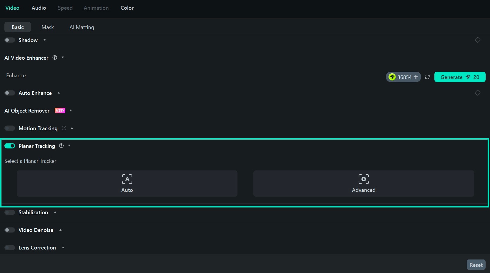 planar tracker modes