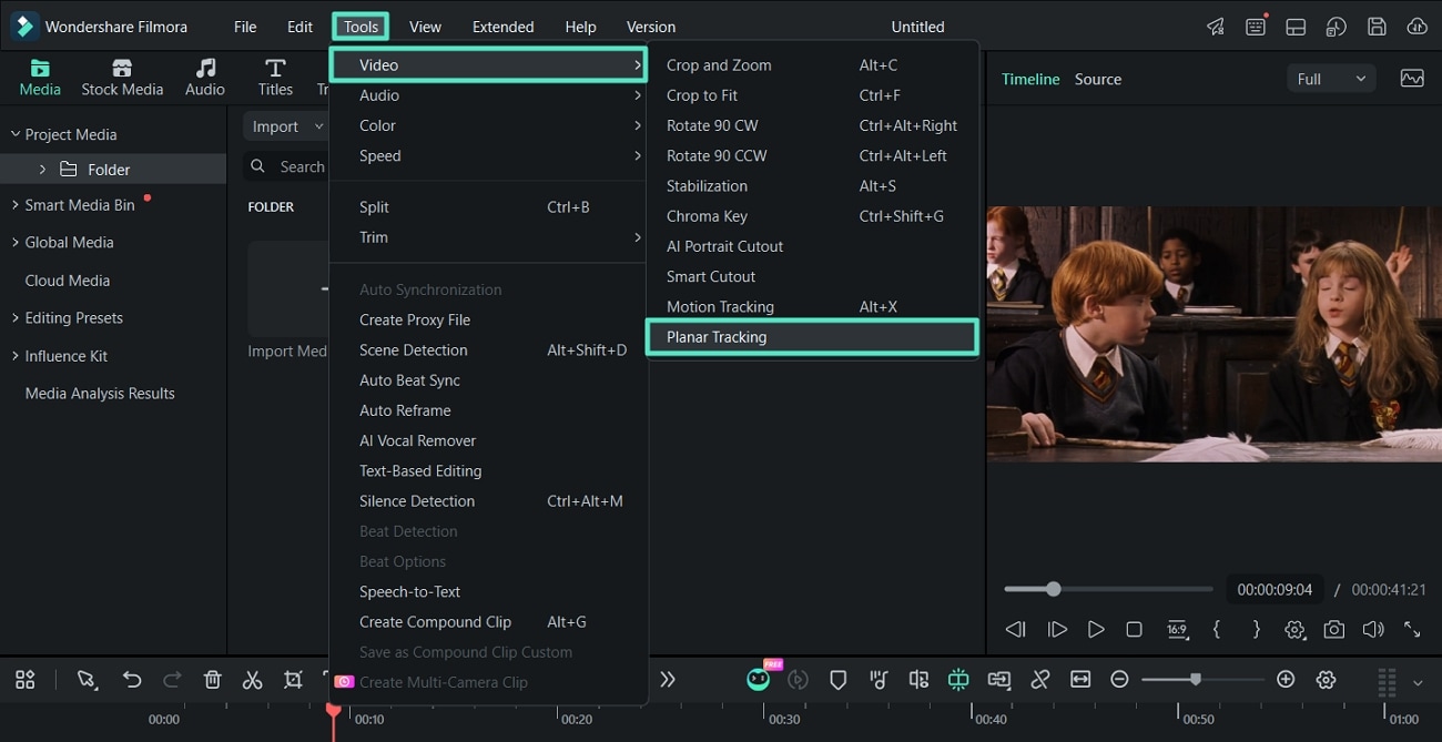 access planar tracking from tools tab