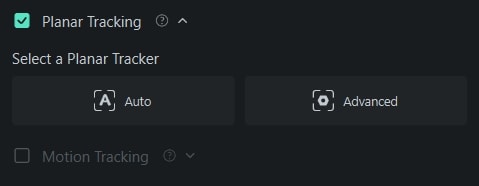select tracking mode filmora