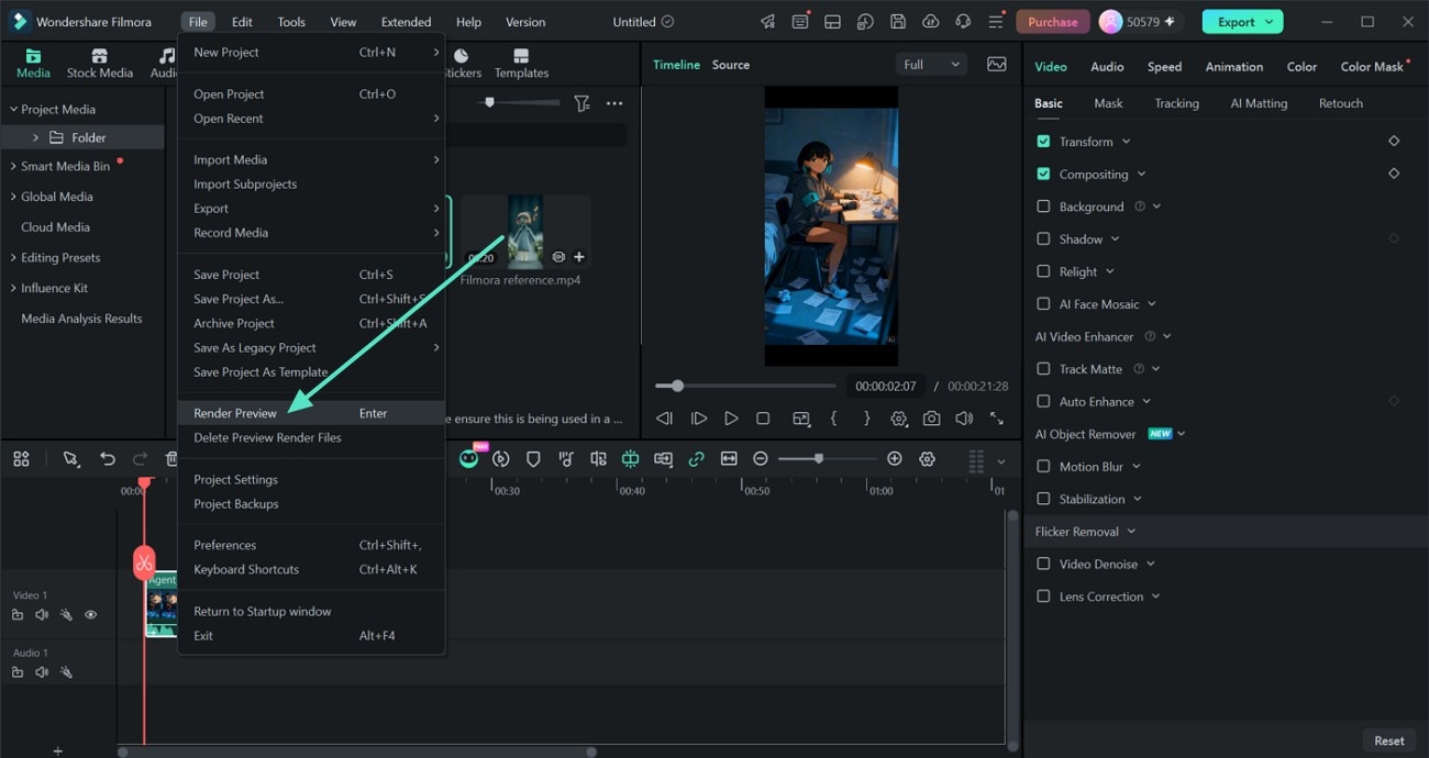 Choose the Render Preview option