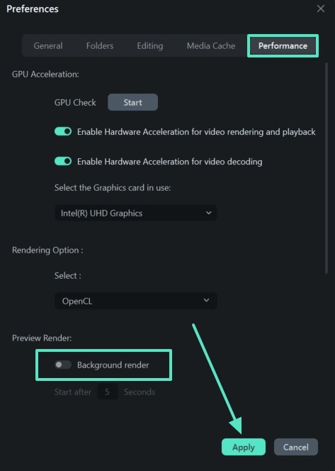Choose the Apply option
