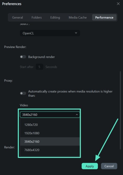 Select the Apply button