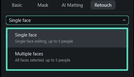 select different faces filmora retouch