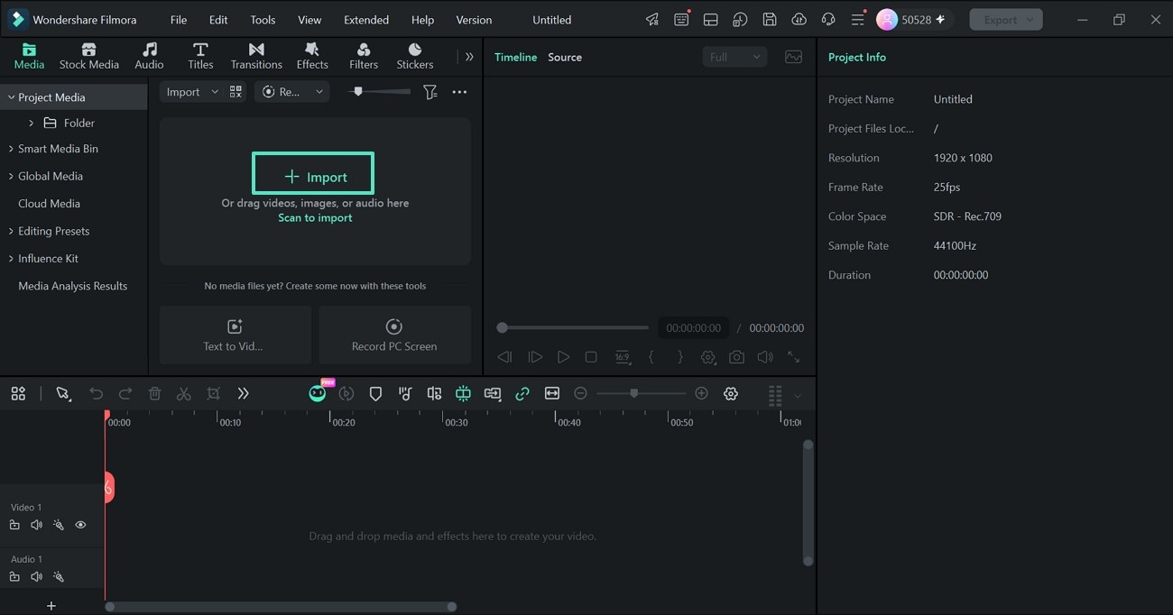Import the video to Filmora