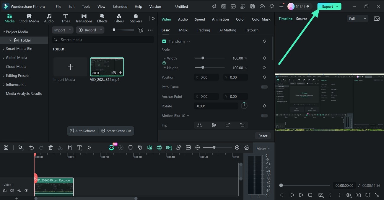 Editar e exportar uma gravação de tela no Filmora